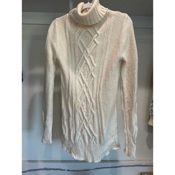 J. Crew Women's Fisherman's Cable Knit Turtleneck Sweater‎ Cream Size Small - Picture 1 of 5
